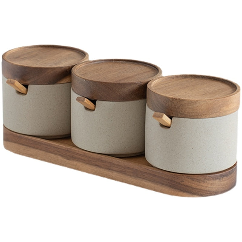 Minimalist kryddburk och kruka set i japansk stil | Veska