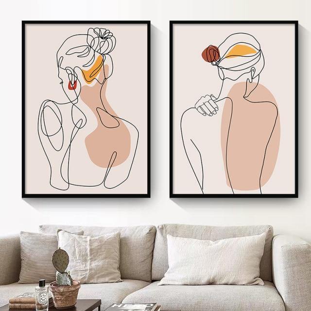 Minimalistisk Abstrakt Ansikte Löv Målning | Veska Två bilder
