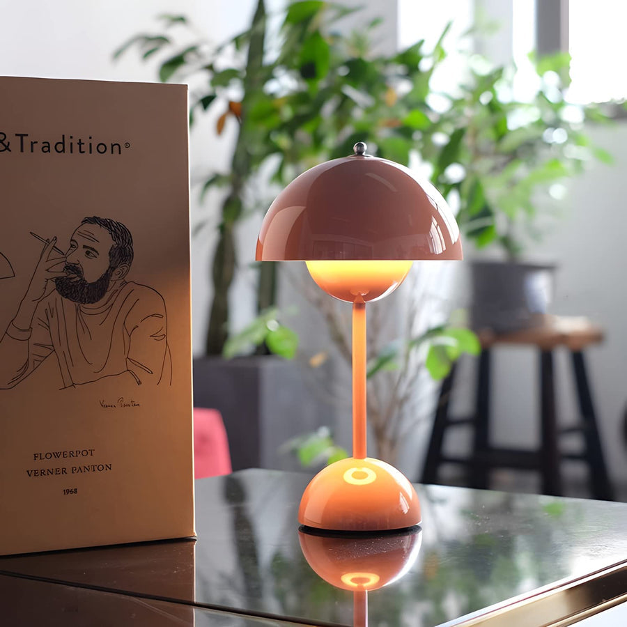 Minimalistisk Blomkruka Bordslampa - Uppladdningsbar Bordsbelysning & Trådlös Design Svampskulpterade Lampor | Veska
