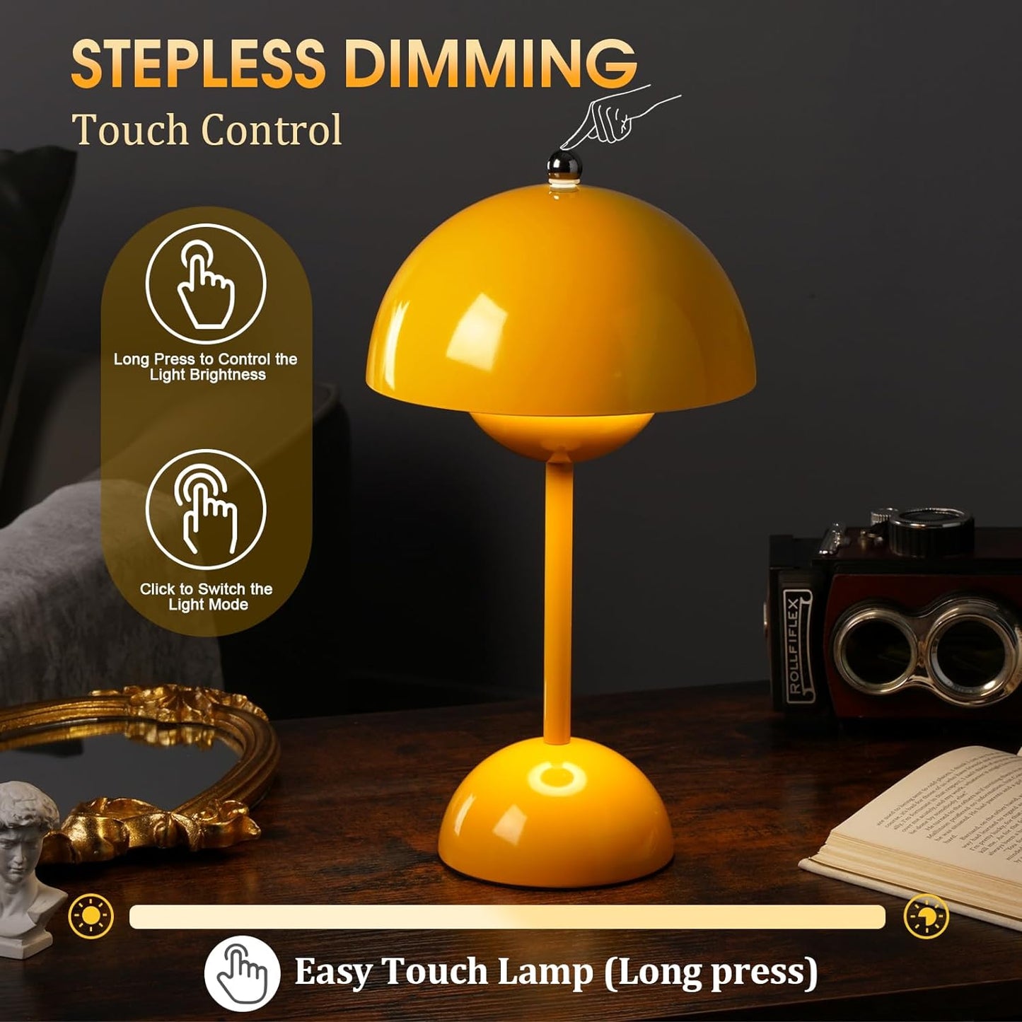 Minimalistisk Blomkruka Bordslampa - Uppladdningsbar Bordsbelysning & Trådlös Design Svampskulpterade Lampor | Veska