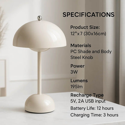 Minimalistisk Blomkruka Bordslampa - Uppladdningsbar Bordsbelysning & Trådlös Design Svampskulpterade Lampor | Veska