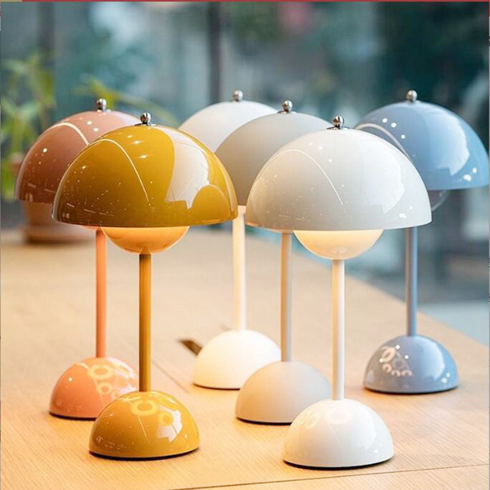Minimalistisk Blomkruka Bordslampa - Uppladdningsbar Bordsbelysning & Trådlös Design Svampskulpterade Lampor | Veska
