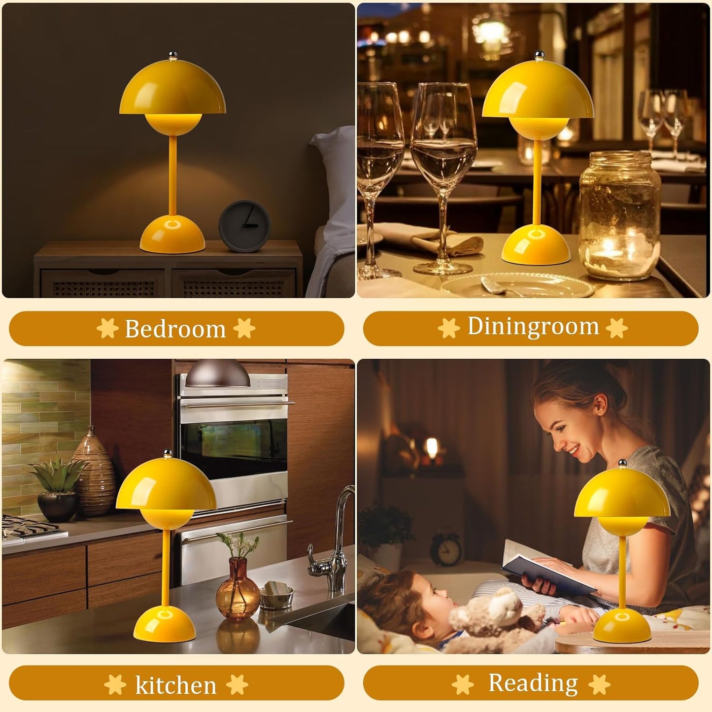 Minimalistisk Blomkruka Bordslampa - Uppladdningsbar Bordsbelysning & Trådlös Design Svampskulpterade Lampor | Veska