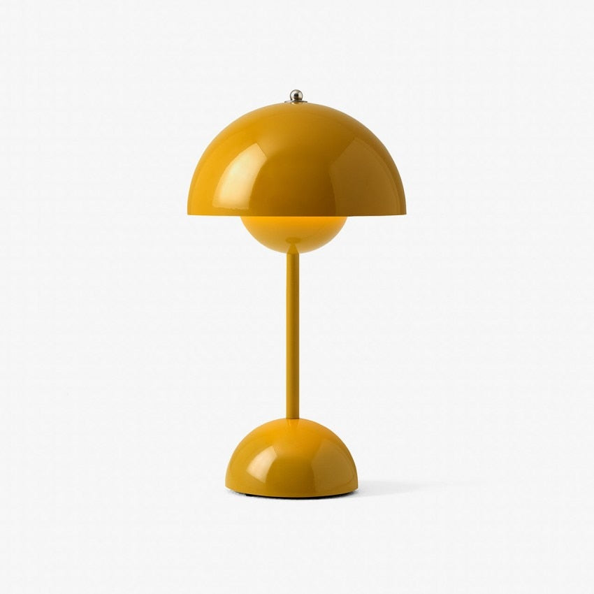 Minimalistisk Blomkruka Bordslampa - Uppladdningsbar Bordsbelysning & Trådlös Design Svampskulpterade Lampor | Veska Gul