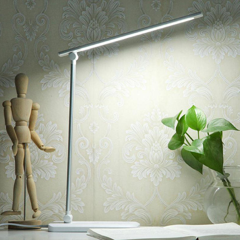 Minimalistisk Intelligent Fyrkantig Bar Sammanfallande USB LED Skrivbordslampa | Veska USB-anslutning - USB-kabel + USB-laddare + dimmer + färgändrande ljus + timer Silver