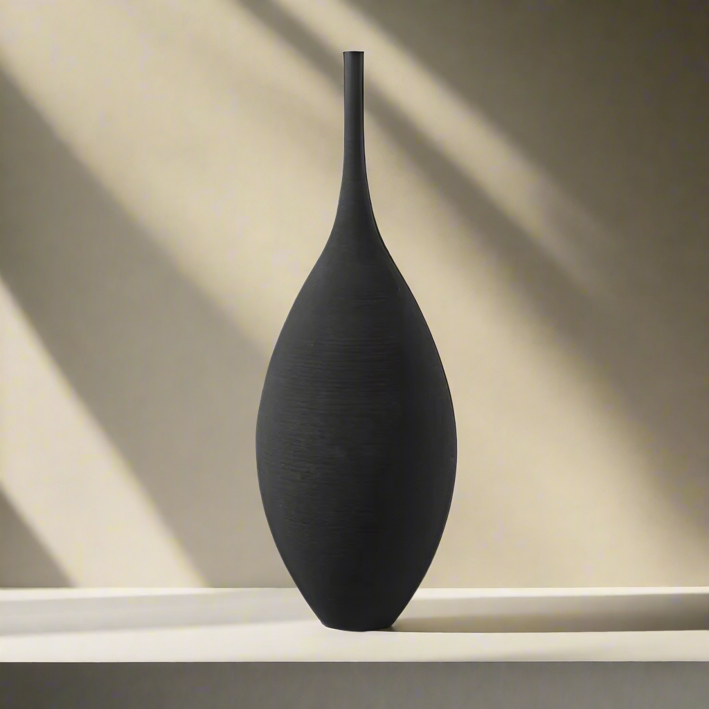 Minimalistisk keramikvas Handgjord matt dekorativ vas för modern hemdesign | Veska Svart 1