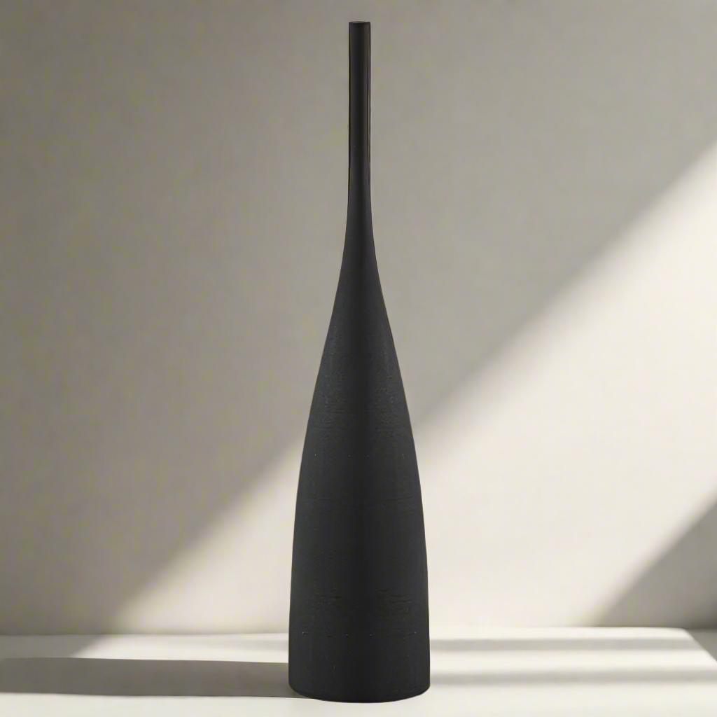 Minimalistisk keramikvas Handgjord matt dekorativ vas för modern hemdesign | Veska Svart 2