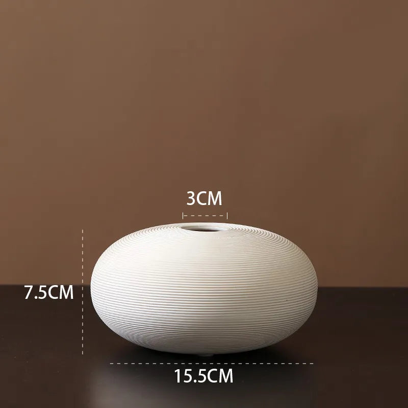 Minimalistisk keramikvas Handgjord matt dekorativ vas för modern hemdesign | Veska Vit 6