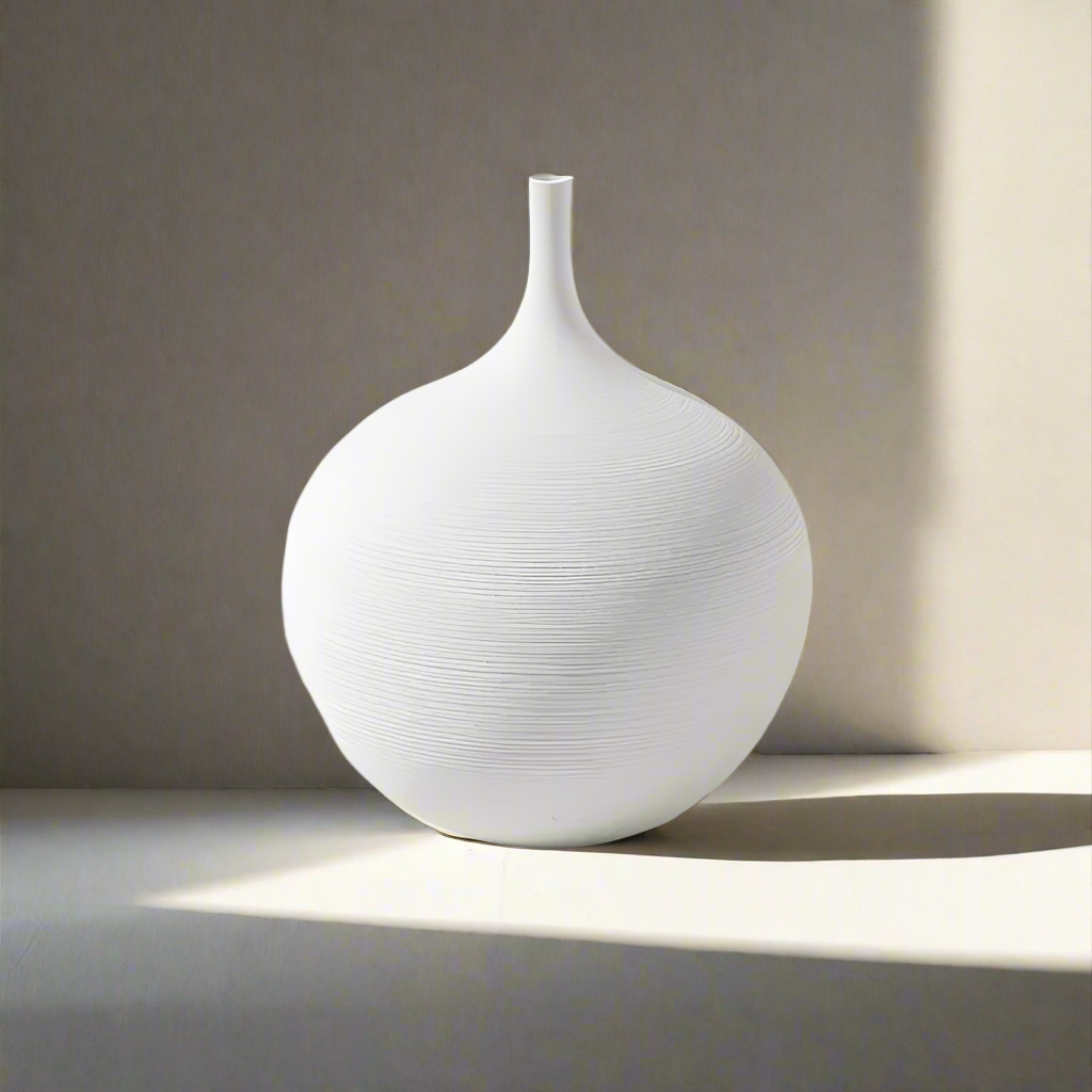 Minimalistisk keramikvas Handgjord matt dekorativ vas för modern hemdesign | Veska Vitt 1