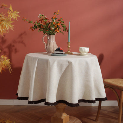 Minimalistisk Linfransduk Naturlig Stil | Veska Nature+Coffee Fransen