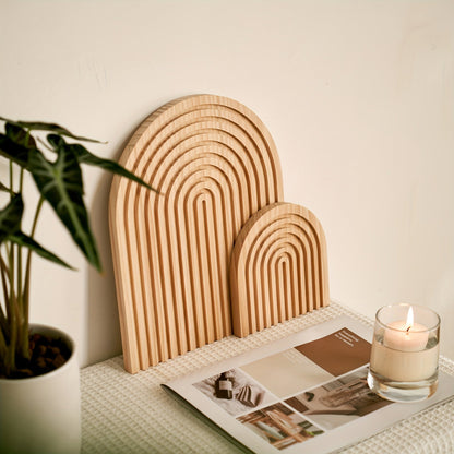 Minimalistisk trädekorsett i boho-stil 2-delad bågformad hylldekoration, handgjorda hemtillbehör för vardagsrum, sovrum och kök | Veska