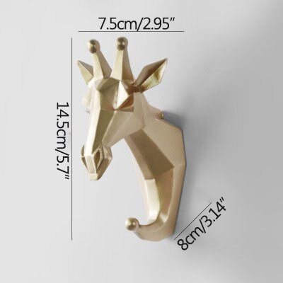 Minimalistisk Vacker Älg Väggkrok | Veska Geometrisk Guld Häst