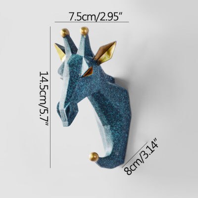 Minimalistisk Vacker Älg Väggkrok | Veska Geometrisk Retro Blå-6