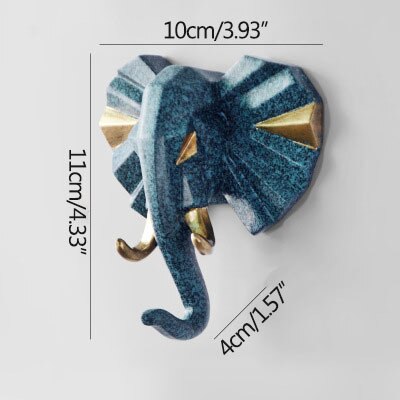 Minimalistisk Vacker Älg Väggkrok | Veska Geometrisk Retro Blå Elefant