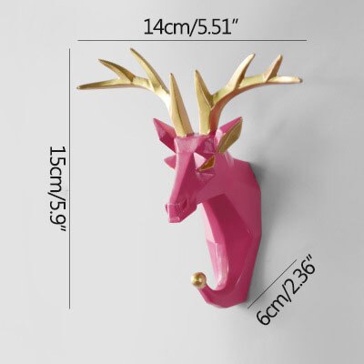 Minimalistisk Vacker Älg Väggkrok | Veska Geometrisk Ros Röd Älg
