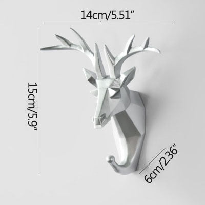 Minimalistisk Vacker Älg Väggkrok | Veska Geometrisk Silverhjort