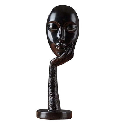 Modern Abstrakt Mänskligt Ansikte Konst Staty | Veska Svart