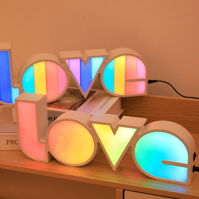 Modern Art Deco vattentålig PS LOVE bokstäver LED bordslampa för sovrummet | Veska