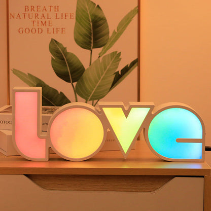 Modern Art Deco vattentålig PS LOVE bokstäver LED bordslampa för sovrummet | Veska