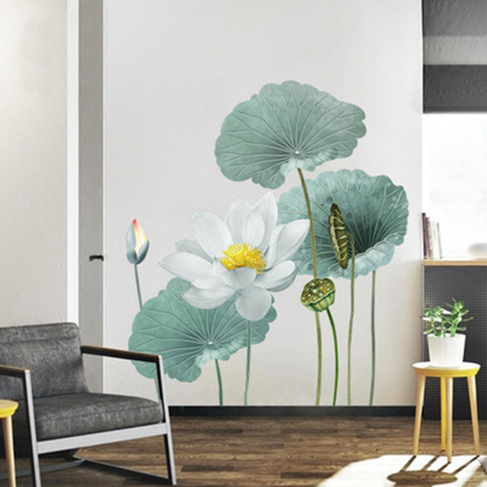 Modern Blossom Lotus Självhäftande Väggdekal | Veska