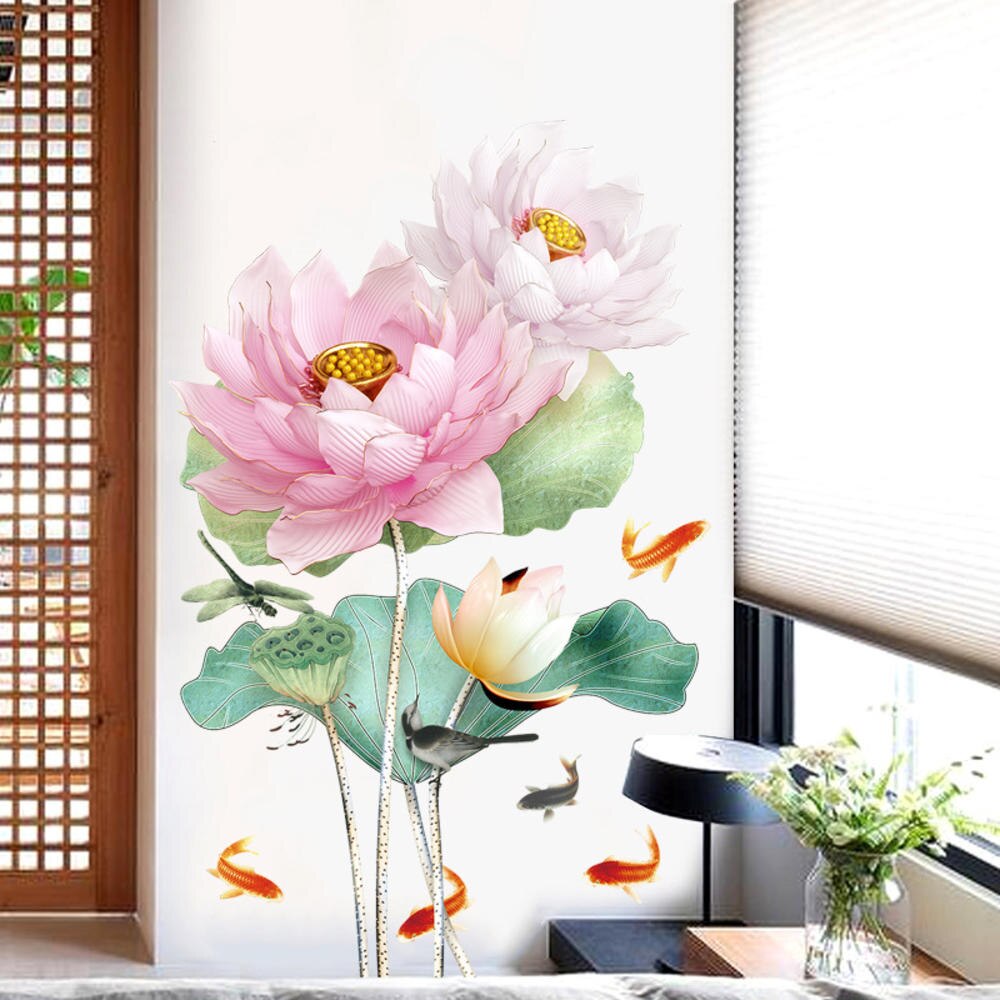 Modern Blossom Lotus Självhäftande Väggdekal | Veska