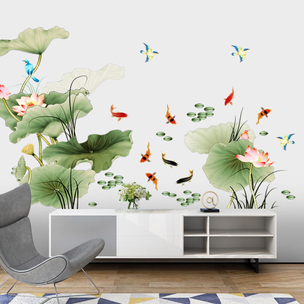 Modern Blossom Lotus Självhäftande Väggdekal | Veska H