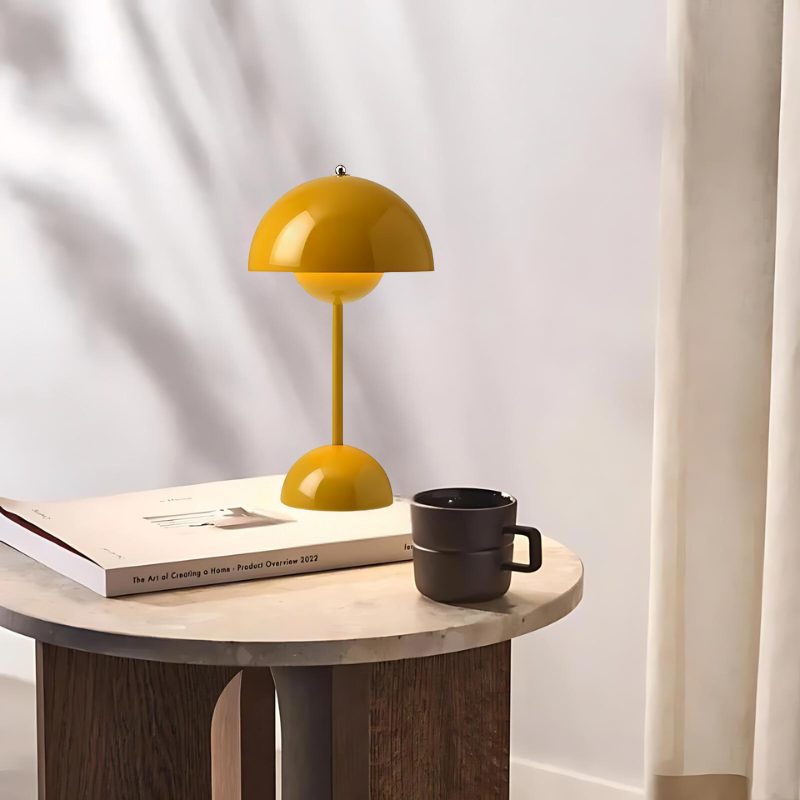 Modern bordlampa i svampdesign med touchkontroll | Veska Gul