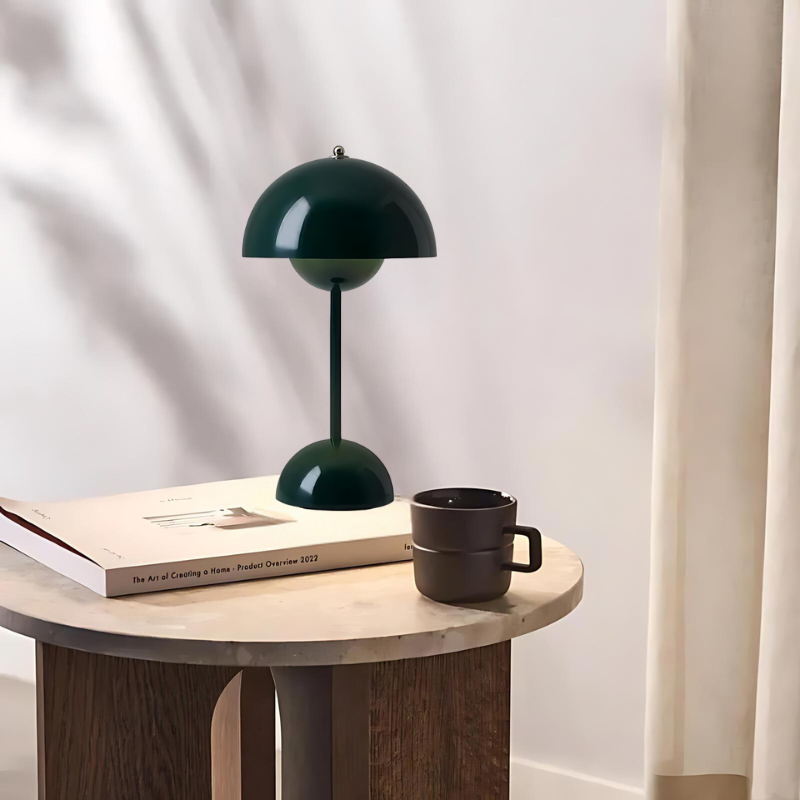 Modern bordlampa i svampdesign med touchkontroll | Veska Mörk grön