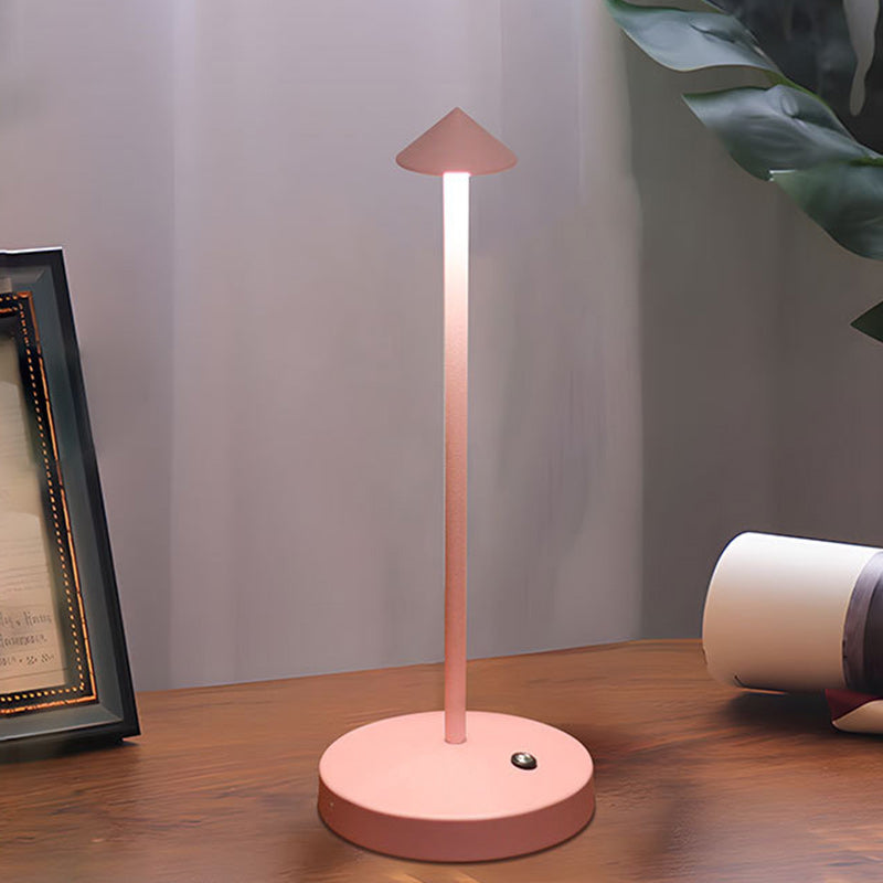 Modern Enkelhet Triangel Kon Rund Akryl Cylindern Järn LED Bordslampa för Vardagsrummet | Veska Rosa 4.2V Oändligt dimbar