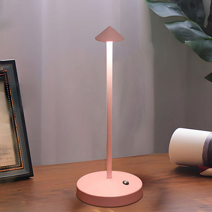 Modern Enkelhet Triangel Kon Rund Akryl Cylindern Järn LED Bordslampa för Vardagsrummet | Veska Rosa 4.2V Oändligt dimbar