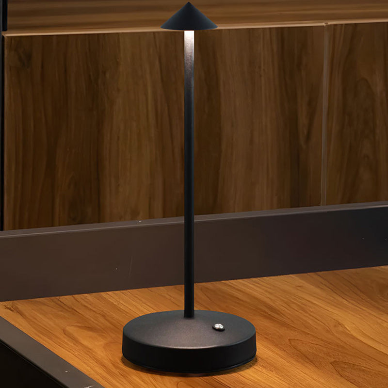 Modern Enkelhet Triangel Kon Rund Akryl Cylindern Järn LED Bordslampa för Vardagsrummet | Veska Svart 4.2V Oändligt dimbar