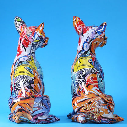 Modern Färgglad Chihuahua Resin Hundstaty | Veska