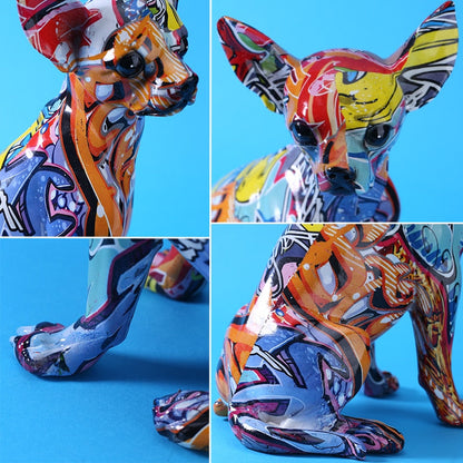 Modern Färgglad Chihuahua Resin Hundstaty | Veska