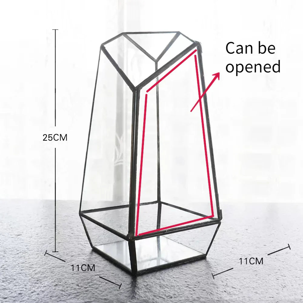 Modern geometrisk naturinspirerad botanisk terrarium | Veska D