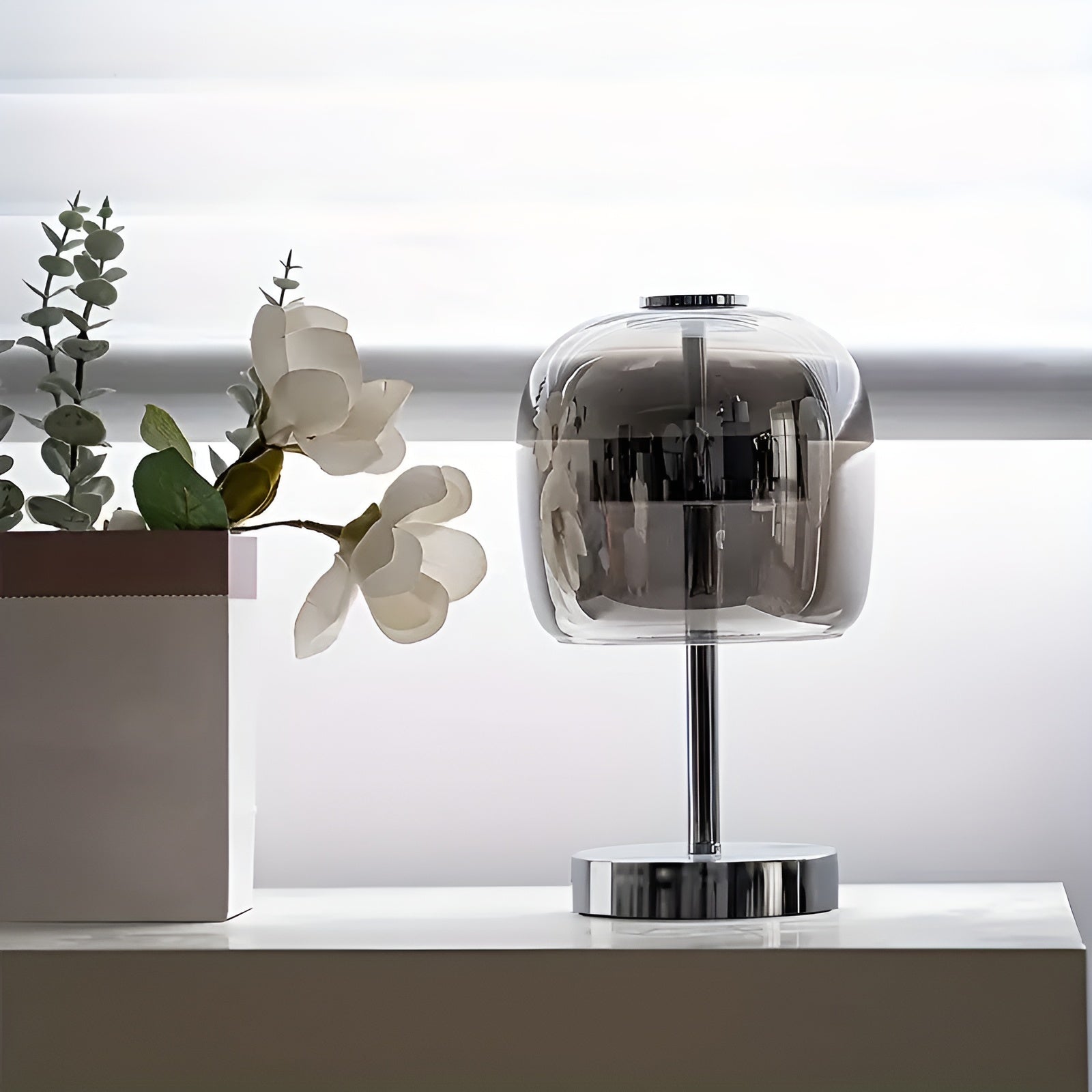 Modern glas elektropläterad ambient ljuslampa | Veska Rökgrå