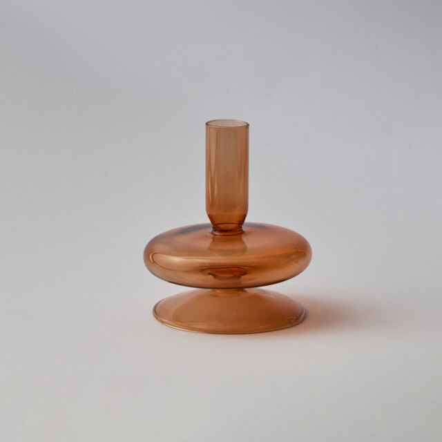 Modern Glasljusstake-Brun | Veska 1-lager (rund kant)