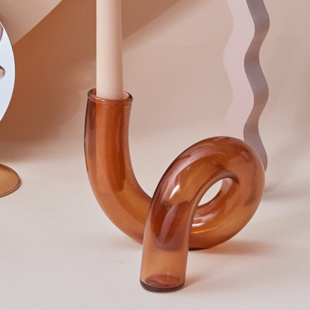 Modern Glasljusstake-Brun | Veska Kurva