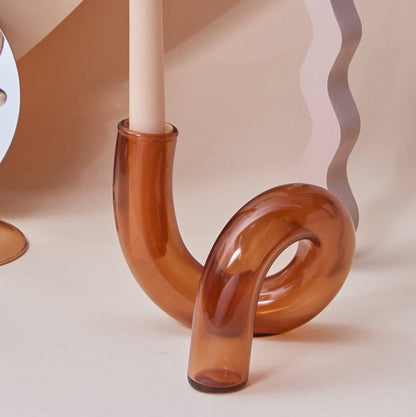 Modern Glasljusstake-Brun | Veska Kurva