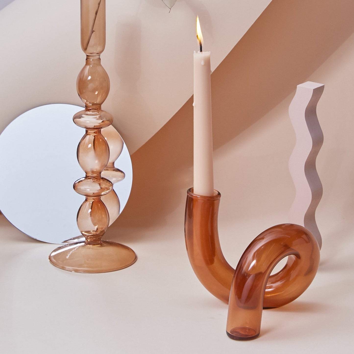 Modern Glasljusstake-Brun | Veska