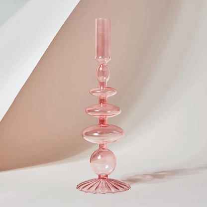 Modern Glass Candleholder-Baby Pink | Veska
