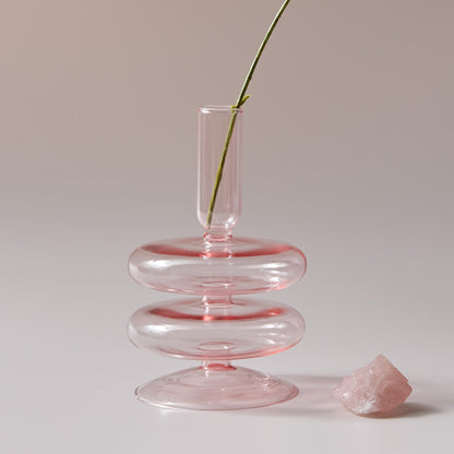 Modern Glass Candleholder-Baby Pink | Veska