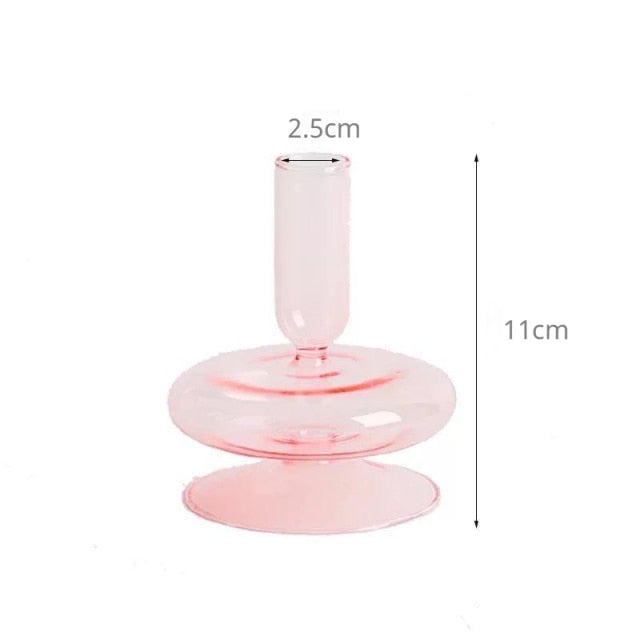 Modern Glass Candleholder-Baby Pink | Veska