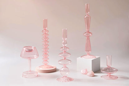 Modern Glass Candleholder-Baby Pink | Veska