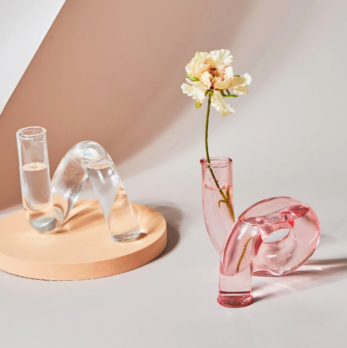 Modern Glass Candleholder-Baby Pink | Veska