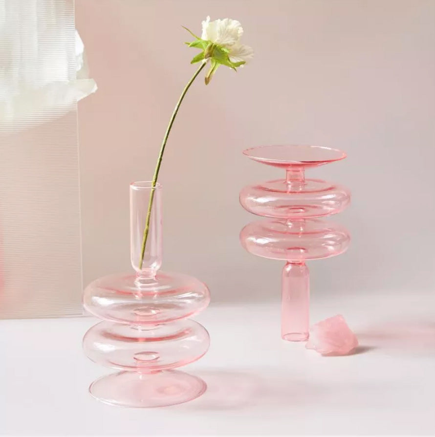 Modern Glass Candleholder-Baby Pink | Veska