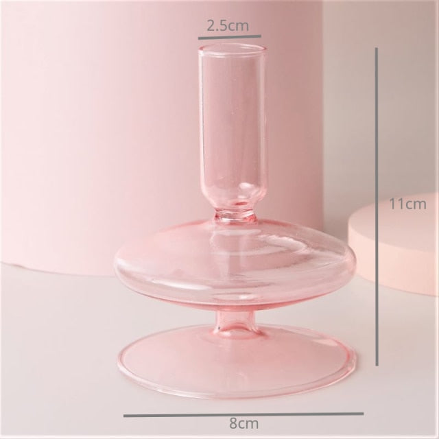 Modern Glass Candleholder-Baby Pink | Veska 1-skikt (vass kant)
