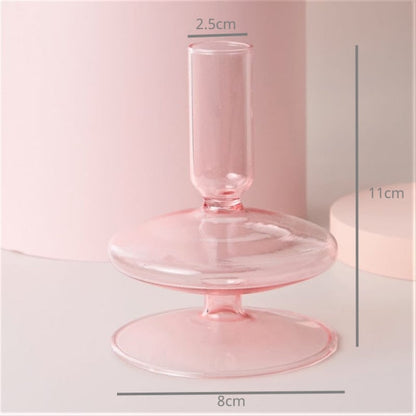 Modern Glass Candleholder-Baby Pink | Veska 1-skikt (vass kant)