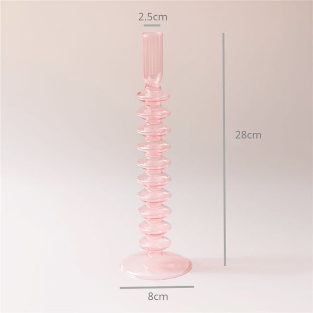 Modern Glass Candleholder-Baby Pink | Veska 10-lagers
