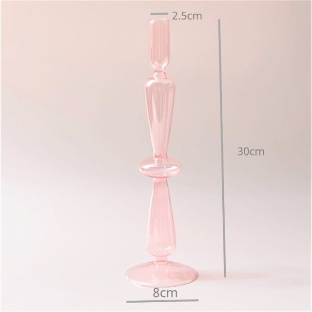 Modern Glass Candleholder-Baby Pink | Veska 3-nivå