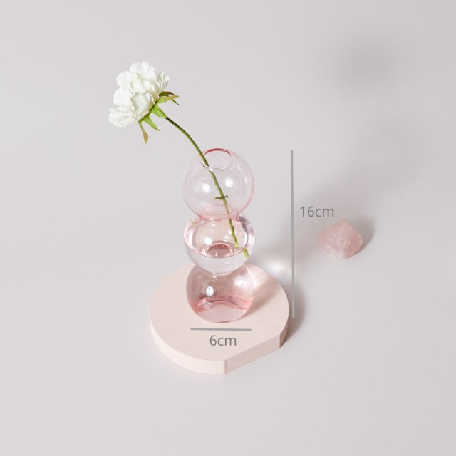 Modern Glass Candleholder-Baby Pink | Veska 3-nivå (boll)
